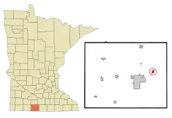 Location within Martin County and state of Minnesota