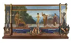 The Judgment of Paris (1885–87), oil on canvas, wood and plaster, overall dimensions: 370 × 752 × 65 cm, Österreichische Galerie Belvedere, Vienna, Austria.
