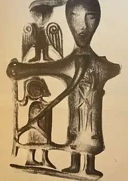 Watercolour of a fragment of the lost Mayo Crucifixion Plaque. 1830s. Assumed height: 8.5 cm (3.3 in)