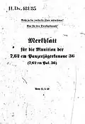 Brochure with description of ammunition to the 7,62 cm Panzerjägerkanone 36 anti-tank gun