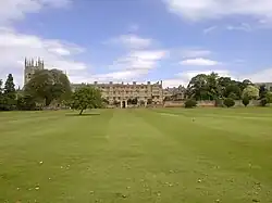Merton viewed from across the Christ Church Meadow to the south