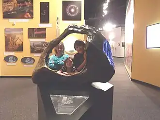 Children posing behind a replica of the Tucson Meteorite at the Arizona Museum of Natural History[25]