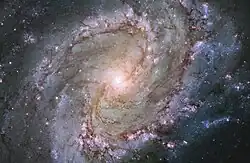 A photograph of the Messier 83 galaxy taken by the Hubble telescope.