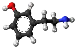 Meta-Tyramine ball and stick model