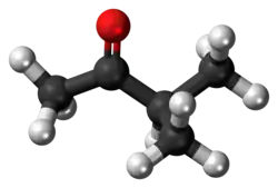 Ball-and-stick model of the methyl isopropyl ketone molecule