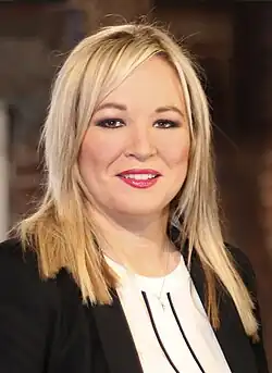 Michelle O'Neill (cropped from Martin McGuinness, Michelle O'Neill, Mary Lou McDonald and Gerry Adams).jpg