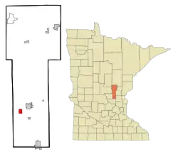 Location in Mille Lacs County and the state of Minnesota