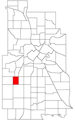 Location of East Bde Maka Ska within the U.S. city of Minneapolis