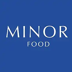 Logo of Minor Food, with white text on a blue background.