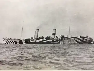 Mona's Queen pictured during her war service, in dazzle paint scheme.