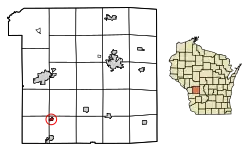 Location of Melvina in Monroe County, Wisconsin.
