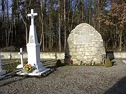 Monument and cross at the cemetery of Polish victims of the German Nazi massacre in Sochy from 1 June 1943