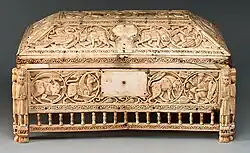 Close up view of the front showing the fine detail in the carvings.