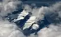 Aerial view of Mount Sealy from northwest showing Metelille Glacier, Sladden Glacier, and Williams Glacier.