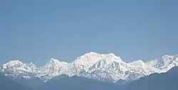 Mt. Kanchanjunga (Kangchendzonga), the third highest peak of the world and the second highest peak of India, as seen from Rinchenpong, Geyzing subdivision, West Sikkim district, Sikkim, East India on 7 May 2017.