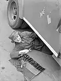 Maintenance of an AAGB ambulance, 1940.