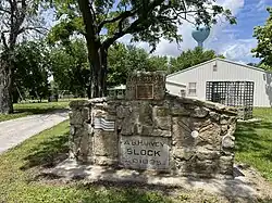 Muscotah Park with old city jail in foreground (2024)