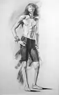 My son the swimmer by David Fairrington, charcoal, 2011.