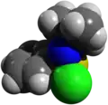 Space-filling model of N-tert-butylbenzenesulfinimidoyl chloride