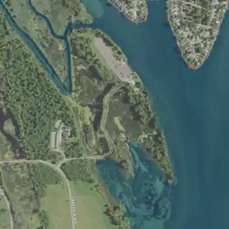 Aerial image of an island.