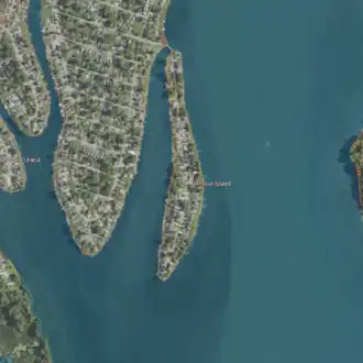 Aerial image of an island.