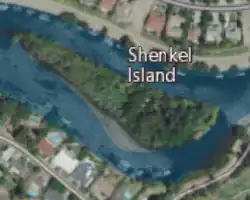 Aerial image of an island.