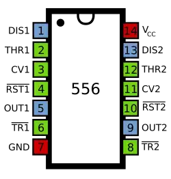 Pinout of 556 dual timer[21][2]