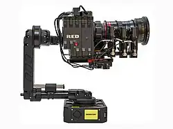NEWTON S2 gimbal for remote control and 3-axis stabilization of a RED camera, Teradek lens motors and Angeniuex lens.