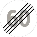 End of special speed limit This means a general speed limit of 50&nbsp;km/h in populated areas and 80&nbsp;km/h in rural areas by law.