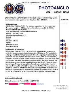 PHOTOANGLO - Successor to the CTX4000, jointly developed by the NSA and the GCHQ