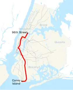 Map of the "Q" train