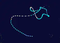 Track of a long-lived hurricane in the eastern Atlantic