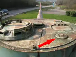 The Nahverteidigungswaffe with armored plug as seen on a Tiger I tank. Highlighted.