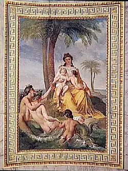 Latona with the infants Apollo and Diana in Delos.