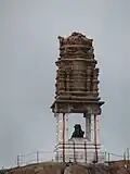 Nandi (bull) mantapa viewed from the Someshwara temple complex, Magadi