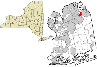 Location in Nassau County and the state of New York.