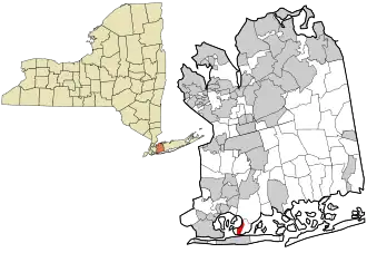 Location in Nassau County and the state of New York.