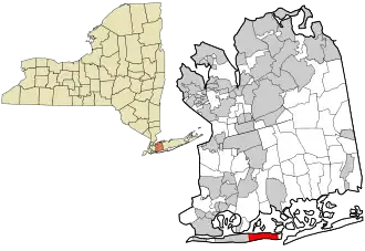 Location in Nassau County and the state of New York.