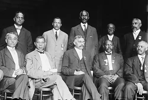 Image 32Executive Committee of the National Negro Business League, c. 1910. NNBL founder Booker T. Washington (1856–1915) is seated, second from the left. (from Civil rights movement (1896–1954))