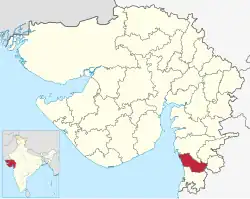 Location of district in Gujarat