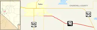 Nevada State Route 118 runs west to east southwest of Fallon, Nevada, to US 50.