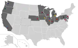 Location of teams in Big Ten Conference