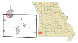 Location of Grand Falls Plaza, Missouri