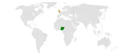 Map indicating locations of Nigeria and United Kingdom