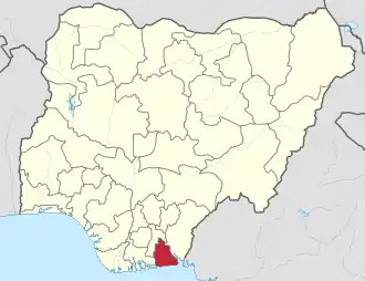 Map of Nigeria showing Akwa Ibom State