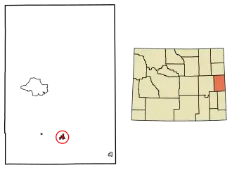 Location of Lusk in Niobrara County, Wyoming.