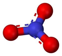 Ball-and-stick model of the nitrate anion