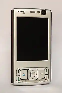 Nokia N95 with a 5-megapixel camera and sliding multimedia keys.
