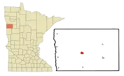 Location of Ada within Norman County and state of Minnesota
