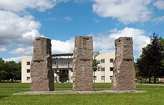 Odijk, art work (Three Stones) near the townhall designed by Hans Leutscher